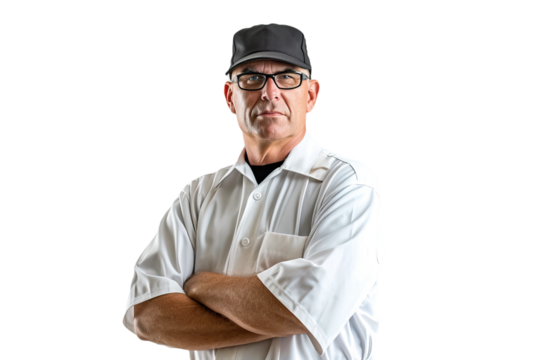 baseball catcher in action isolated on white