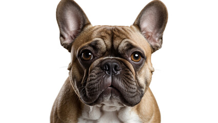 close-up isolated transparent portrait of a french bulldog 