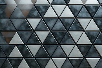 Arrangement of 3D tiles forming a glossy triangular background against concrete wall. Rendered in 3D. Generative AI