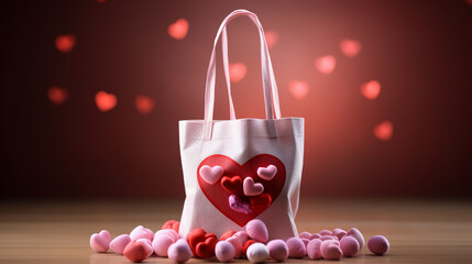Shopping bag. Fashion pink handbag with handle. Realistic Elements for romantic design