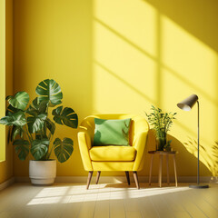 interior design for color trend 2020,3d rendering,3d iilustration
