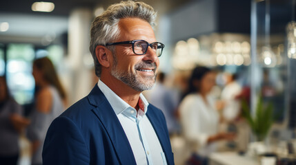 Obraz premium The perfect pair for me. Shot of a young man buying a new pair of glasses at an optometrist store.