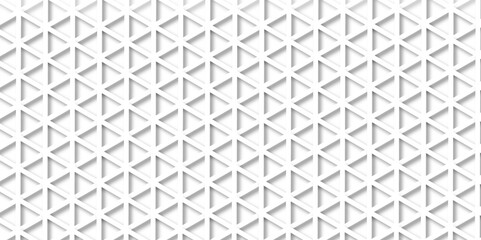 Abstract white paper texture with hexagon.Vector seamless geometric triangle pattern. White and gray creative mosaic repeatable structure background. Decorative polygon 3d tile texture.