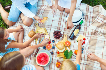 Top view summer garden picnic