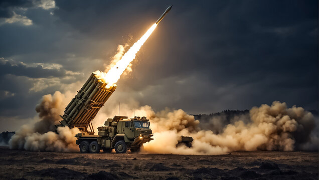 defense system Patriot in the field background