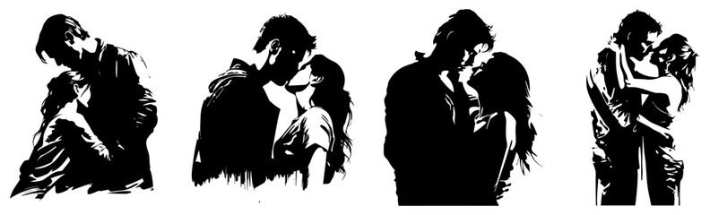 vector illustration of kissing couple 