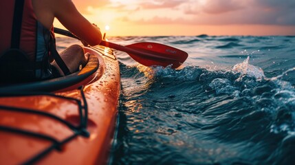 close up kayaking in the sea. Vacation concept. Outdoor activity 