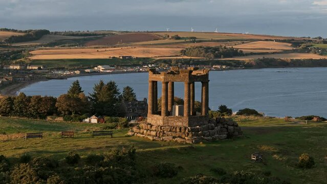 Stonehaven war memorial Scotland Aerial view