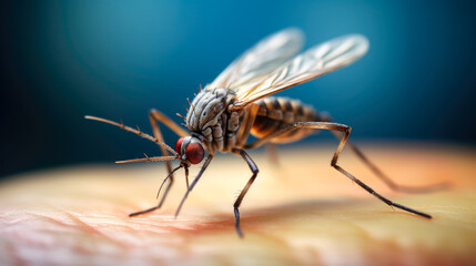 Obraz premium A perilous image capturing a mosquito bite on the skin, potentially carrying malaria infection
