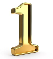 Gold Number One - Shiny reflective gold number one symbol