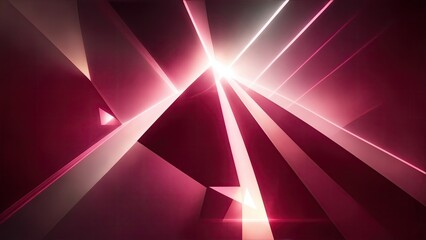 Maroon light rays with geometric shapes background