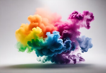 colorful rainbow smoke on white minimal background