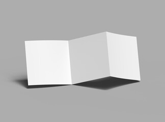 Blank square Z-fold brochure 3d render to present your design