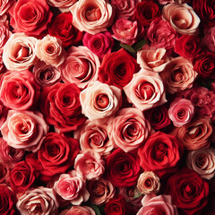 Professional studio photography showcasing a backdrop of natural red and pink roses