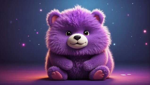 Osito tierno de peluche color morado con tem&aacute;tica de navidad.