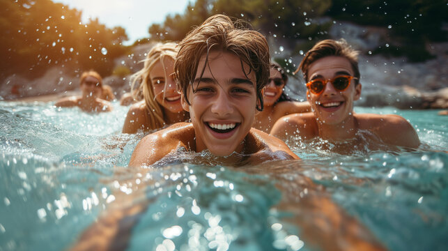 Teenager having fun in the water
