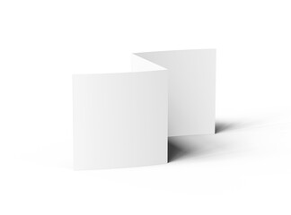 Blank square Z-fold brochure 3d render on transparent background