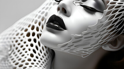 fashion styrofoam electric kiss halftone pattern on a white background. Cold shoulders, fishnet