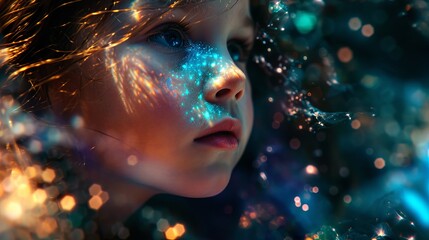 Kid in fluorescence lights