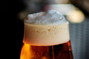 Una rica cerveza con su espuma blanca y cremosa