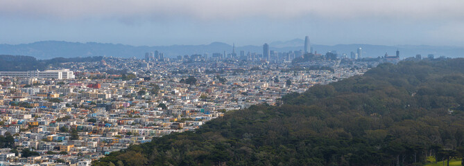 Richmond and Golden Gate Park. View over the districts of Richmond and the Golden Gate Park in San...