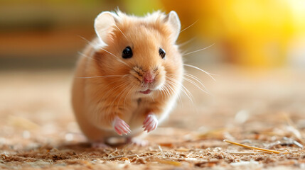 a delightful hamster running through an obstacle course, demonstrating its agility and ability to navigate tight spaces