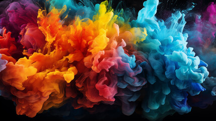 Naklejka na ściany i meble Color liquid ink splash abstract background rainbow art. Holi paint rainbow multi colored