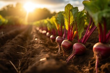 Growing red beet harvest and producing vegetables cultivation. Concept of small eco green business organic farming gardening and healthy food