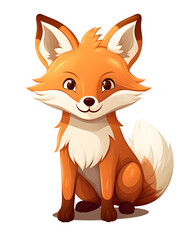 Illustration of cute fox isolated on white background 