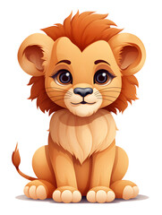 Illustration of cute lion isolated on white background 