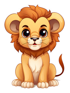 Illustration of a cute baby lion isolated on white background 
