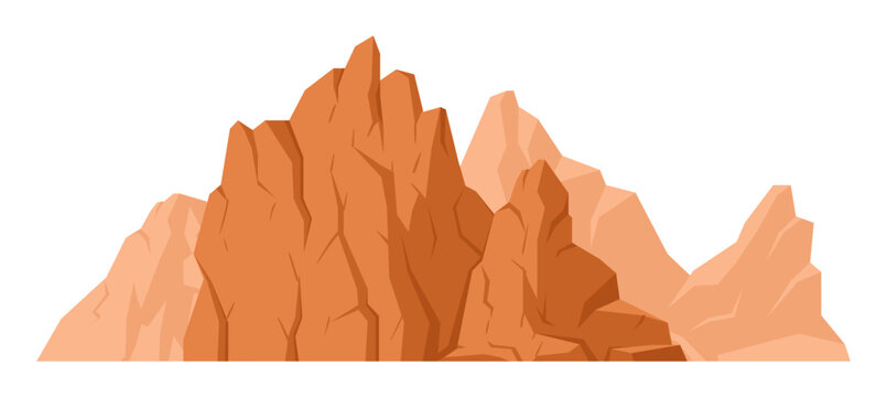 Nature landscape mountain. Wild mountain silhouette, rocky range and peak, outdoor hiking flat vector illustration. Cartoon mountain view