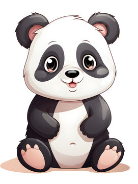 Illustration of a cute panda bear isolated on white background 