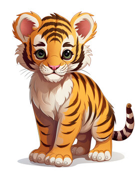 Illustration of a cute tiger on white background