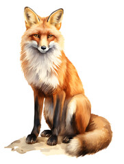 Obraz premium Watercolor illustration of a big fox on white background