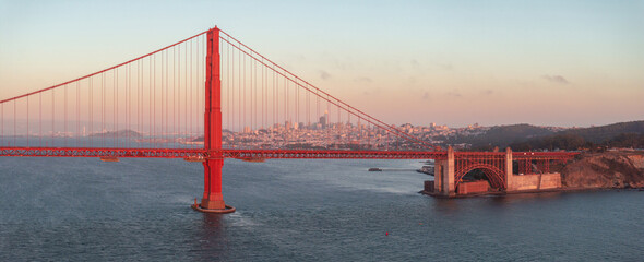 Famous Golden Gate Bridge, San Francisco at sunset, USA. San Francisco's Golden Gate Bridge at...