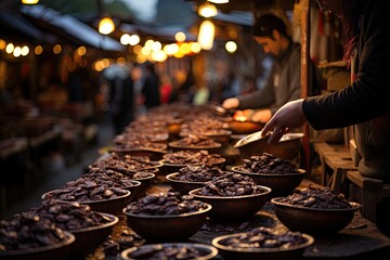 Local market displays artisanal chocolate tent., generative IA