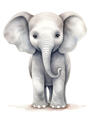 Obraz premium Abstract watercolor illustration of a cute elephant on white background 