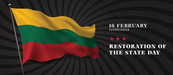 Lithuania Restoration of the state day vector banner, greeting card