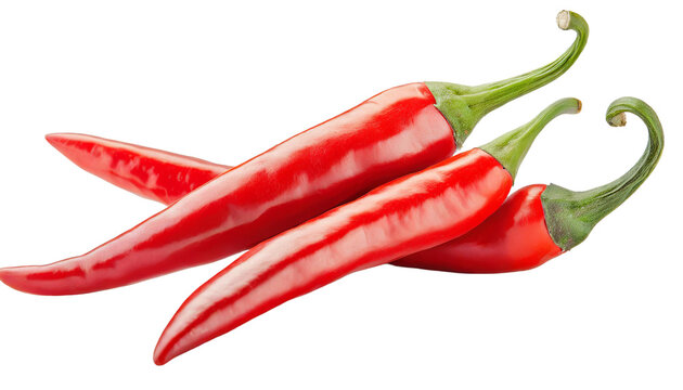 Red hot chili peppers isolated on transparent background.