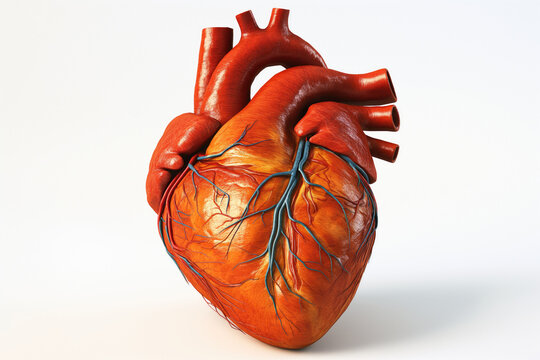 3d human heart illustration, white background