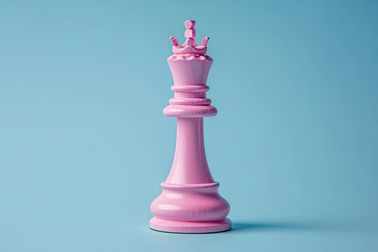 a pastel pink chesspiece on a blue background