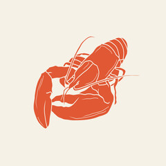 Flat vector lobster. Seafood illustration