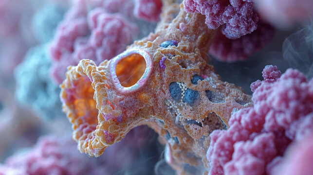 A medical illustration showcasing the cross-section of the trachea and bronchi, accentuating the intricate cartilage structures and mucous membranes that contribute to the efficien