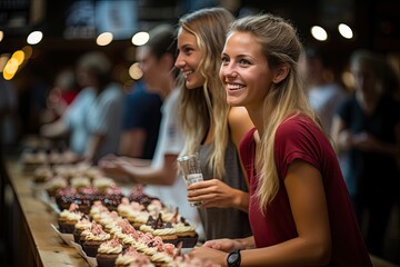 Cupcakes and tastings contest in vibrant dessert fair., generative IA
