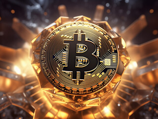 golden bitcoin in conceptual image for crypto currency