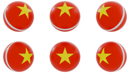 Ball with Vietnam country flag on transparent background. PNG of spheres with Vietnam national flag icon . 3d rendering 