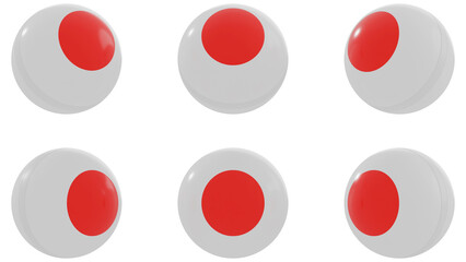 Ball with Japan country flag on transparent background. PNG of spheres with Japan national flag icon . 3d rendering 