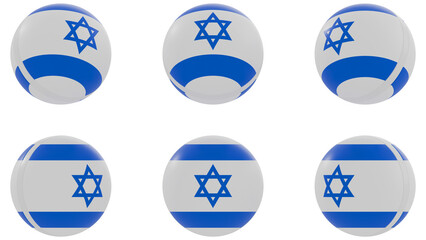 Ball with Israel country flag on transparent background. PNG of spheres with Israel national flag icon . 3d rendering 