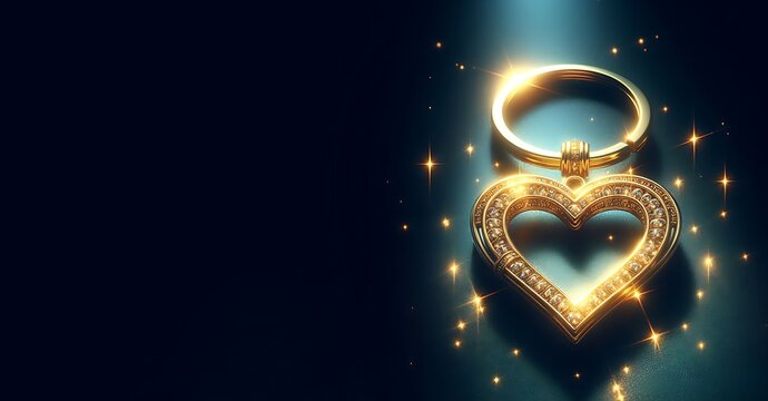 Abstract black and gold stage platform podium, for advertising product display A heart shaped lock with a lit candle in the middle.,AI generative